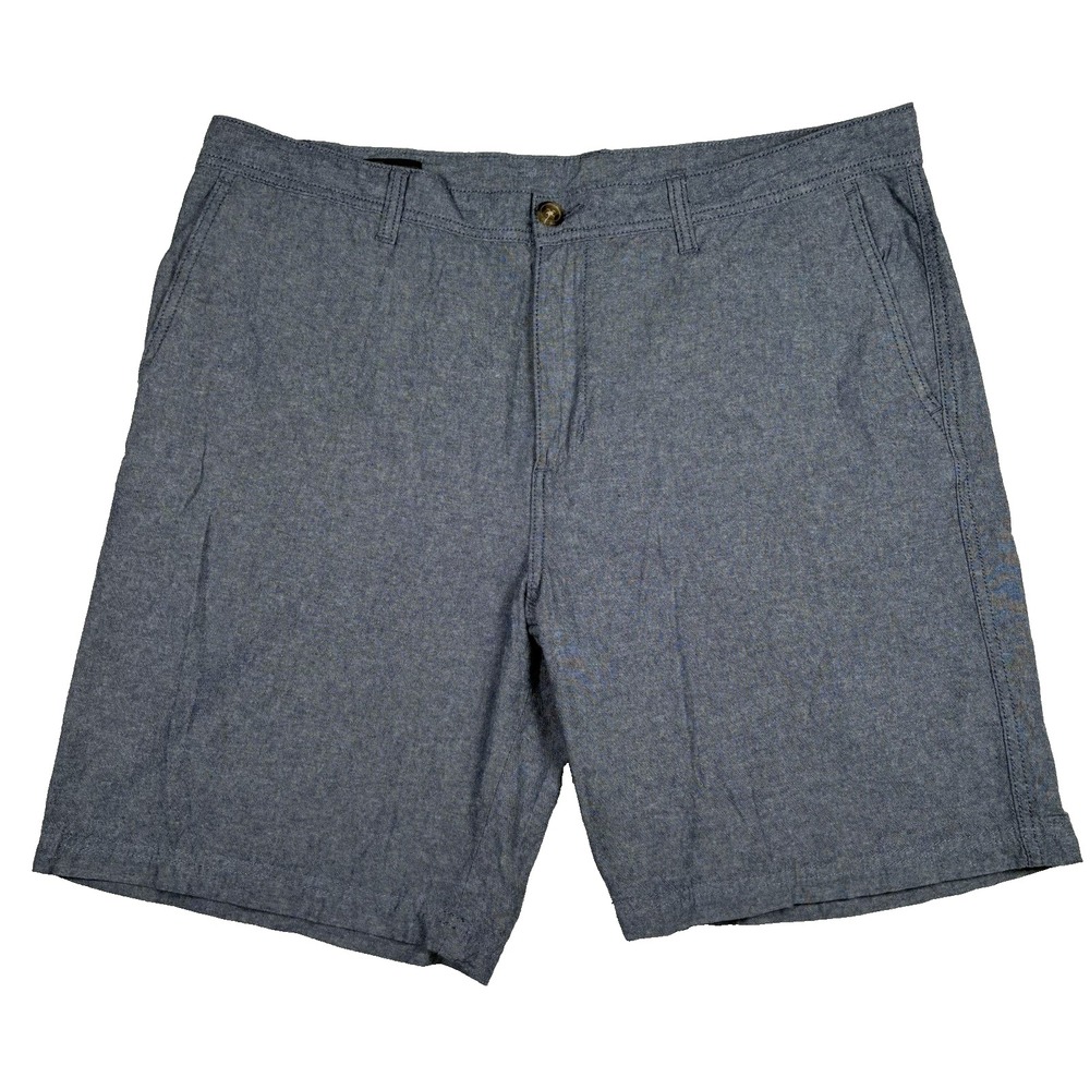 14th & Union Mens 40 Blue Gray Chino Shorts Slim Fit Chambray Minimalist Classic